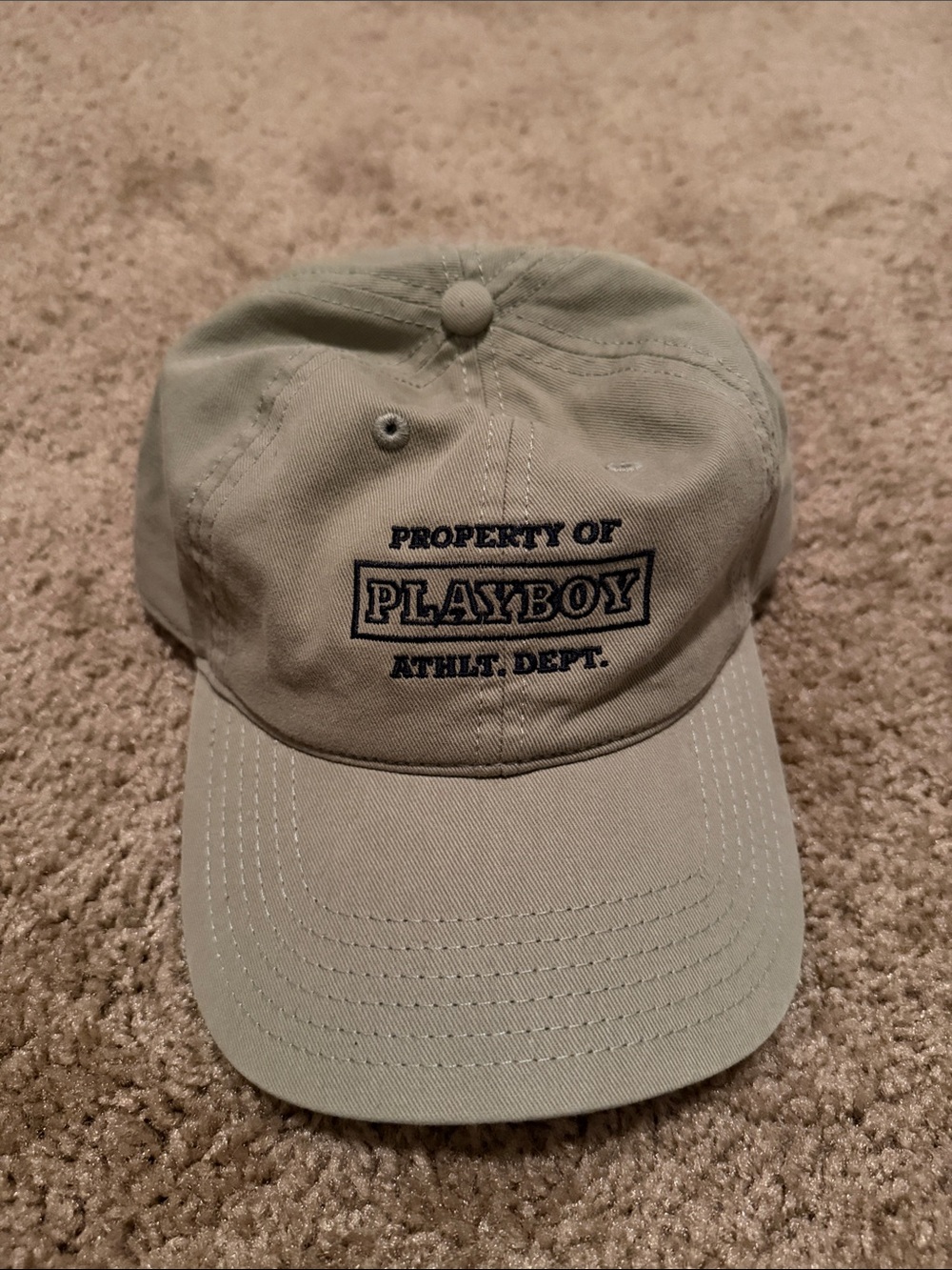 PLAYBOY Light Olive Embroidered Athletic Dept Cap 🧡